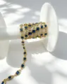 Gold-plated copper square blue cubic zirconia chain diy jewelry making bracelet necklace craft - Blue Zircon / 4.5*4.5mm / Gold