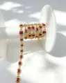 Copper Gold-Plated Square Bezel Pink Zircon DIY Bracelet Necklace Semi-Finished Chain - Rose Red Zircon / 4.5*4.5mm / Gold