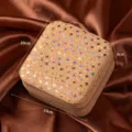 Retro square cork jewelry box with holographic stars, portable storage case for rings and studs. - Retro Starry Sky / 10*10*5cm