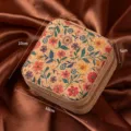 Portable mini square jewelry box with floral pattern, vintage cork travel storage case. - Dreamy Flower Sea / 10*10*5cm
