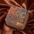 Vintage portable jewelry box small travel organizer for rings earrings necklace storage chic. - Retro Sun Flower / 10*10*5cm