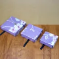 Boîte cadeau bijoux tiroir floral violet, boîte emballage tailles assorties avec ruban noir. - 7*7*2cm / Violet Xueqing (Sans Boîte de Film)