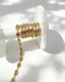 Gold-plated copper square pink zircon chain DIY jewelry accessory semi-finished bracelet - Pink Zirconia / 4.5*4.5mm / Gold