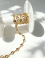 Vergoldete Kupferkette mit rosa facettierten Zirkonen, 1 Meter lange DIY Schmuckkette. - 4mm / 1 Meter / Gold Rosa Zirkon