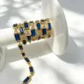 DIY Jewelry Accessory Copper Blue Cubic Zirconia Chain Necklace Bracelet Craft - New - Gold Blue Zircon