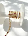 DIY Catena Zircone Cuore Rosso Placcato Oro Materiale Per Creazione Di Gioielli Collana Accessorio - 4.5*4.5mm / Oro - Rosa rosso