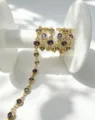 1M Vergoldete Kupferkette mit lila Zirkonsteinen fuer DIY Schmuckherstellung Handwerk - Gold-Violetter Zirkonia
