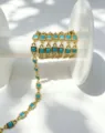 Gold Plated Square Zircon DIY Chain Turquoise Bezel Semi Finished Necklace Bracelet Jewelry - Turquoise Blue Zirconia / 4.5*4.5mm / Gold