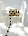 Vergoldete Messingkette mit schwarzen Zirkonia Fassungen fuer DIY Schmuckherstellung. - Gold Schwarzer Zirkonia