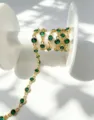 Vergoldete grüne Zirkonia Stein Kette, facettierter Edelstein DIY Schmuckherstellung Material. - Gold Grüner Zirkonia