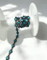 Schwarz plattierte Kupferkette mit blauen Zirkoniasteinen, DIY Schmuckherstellung Rolle. - Schwarz Türkisblau