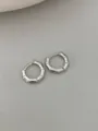 Silver bamboo joint hoop earrings detailed close-up shot showcasing fine metal texture. - Bamboo Joint Style - White (Small)