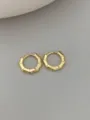 Close-up view of elegant gold bamboo joint hoop earrings, minimalist fashion metal jewelry. - Bamboo Joint Style - Gold (Small)