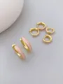Minimalistische 18K vergoldete rosa Emaillierte Creolen Ohrringe Set Damen Schmuck. - Rosa (08)