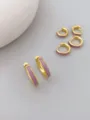 Vergoldete Emaille Creolen minimalistischer kleiner runder Ohrring fuer Damen Mode - S / Lila (06)