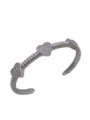 Bracelet manchette en métal torsadé argenté avec trois cœurs ornés de strass pour femmes. - Bracelet jonc / Argent