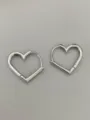Silver heart shaped hoop earrings detail, minimalist chic daily wear jewelry accessory. - Heart Style - White (Large)