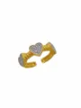 Bague ouverte zircon cœur plaquée or bijoux de mode tendance pour femmes élégant accessoire - Bague / Deux couleurs