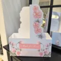 Floral cardboard gift box with handle, watercolor flower design for bouquet packaging and party decor - Blue / 10 Pieces Pack
