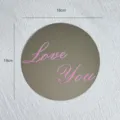 Specchio rotondo con scritta Love You, accessorio decorativo per confezioni di bouquet da 18cm. - 3 Pezzi/Confezione (18cm) / Tondo Grande Rosa