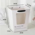 White trapezoidal window gift bag flower packaging paper bag with handle for festival. - White Regular Style