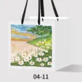 Borsa regalo di carta spessa con design di fiori e manici neri per confezionare doni. - Stile 11 Bianco