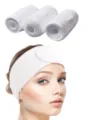 Weiches weißes Spa-Stirnband mit Klettverschluss für die Gesichtspflege und Kosmetik - 8,5x60cm / Weiß