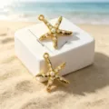 Gold starfish pearl pendant charm showing dimensions 2.9cm for DIY jewelry making - Artificial Pearl Inlaid Starfish / 1 Piece (1.6g) / KC Gold