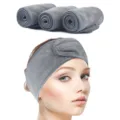 Verstellbares graues Mikrofaser-Spa-Stirnband zum Gesichtswaschen und Schminken - 8,5x60cm / Grau