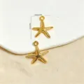 Macro view of gold starfish charms with dimension labels for DIY jewelry making - No.2 Starfish
