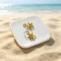 Detailed view of gold starfish pendant dimensions 1cm by 1.3cm for ocean jewelry - Smooth Hexagram Star