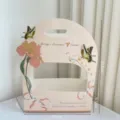 Vintage floral gift box with butterfly illustration, portable cutout packaging for floral gifts. - Apricot / 5 Pcs/Pack