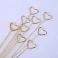 Gold heart-shaped wire clips for floral bouquets, card holders, and DIY craft projects. - Heart Style / 10 Pieces Pack