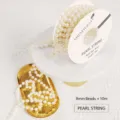 White plastic pearl bead trim roll, 8mm 10m crafting garland string for DIY decor wedding. - 8MM Pearl Chain