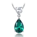 925 Silber Grüne Tropfen Zirkon Anhänger Halskette Mode Minimalistischer Silberschmuck - 925 Silber (Herz & Birne Anhänger) / Grün