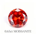 0.65ct roter runder Moissanit loser Edelstein brillanter Schliff glänzendes Schmuckstück - 0.65ct (Mit GRA-Zertifikat) / Rot