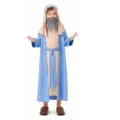 Kids biblical shepherd costume set with robe headpiece and beard for party dress up - M / Set