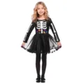 Déguisement squelette Halloween enfant, robe tutu noire manches longues pour fille variante. - G-0235