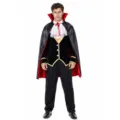 Men Halloween Vampire Costume Deluxe Dracula Role Play Outfit Cape Vest Pants Set - S (Recommended 165-175 cm) / Set / M-0089