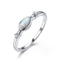 S925 Silberring mit Marquise Weisser Opal und Zirkon Hauptproduktansicht elegant neu - Größe 5 / Weiß