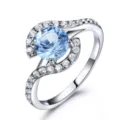 Exquisite Damen S925 Sterling Silber Ring Hellblaue Zirkonia Luxus Modeschmuck - Größe 5 / Blau