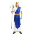 Ανδρική Στολή Ελληνικού Θεού Ποσειδώνα Halloween Cosplay Χιτώνας με Κορώνα και Τρίαινα - S (Συνιστάται για 165-175) / Set Kostoymi Poseidona (ZC-542)