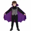 Déguisement de vampire pour enfants avec cape violette et gilet pour fête d'Halloween - M (Conseillé 110-120) / B-0037