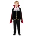 Costume de vampire pour enfants avec cape, col à volants et pantalon pour fête d'Halloween. - S (Conseillé 100-110) / B-0153