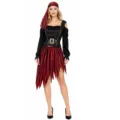 Vue détaillée du costume de pirate avec haut dénudé et jupe rayée pour un style unique. - M (Recommandé 165-175) / Ensemble