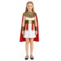 Enfants Romain Spartiate Guerrier Costume Robe avec cape rouge et accessoires pour fête. - S / Style Fille (Blanc/Rouge)