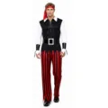 Costume de pirate pour homme adulte pour fête d'Halloween, pantalon rayé et haut. - S / Costume de Pirate des Caraïbes (M-0040)