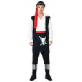 Déguisement de pirate Halloween pour adulte avec chemise, gilet, pantalon et chapeau. - S / Ensemble (M-0023)