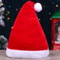 Red plush Christmas hat thick festive holiday party headwear for adults and kids decor - Single-Layer Christmas Hat
