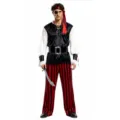 Ensemble de costume de pirate pour homme avec pantalon rayé pour fête d'Halloween. - Ensemble (M-0040)